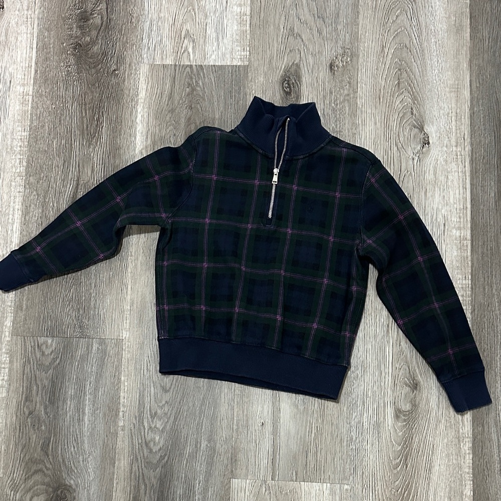 Polo by Ralph Lauren Navy and Green Plaid Kids Sweater‎